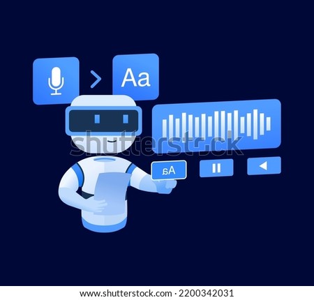 Voice and Speech Recognition Vector Illustration Artificial Intelligence Language Processing by Computer Flat Design Concept