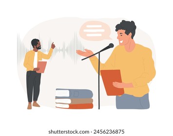 Voice and speech training isolated concept vector illustration. Speech coach, voice improvement for business, vocal exercise, sound wave, talk and discussion, communication vector concept.