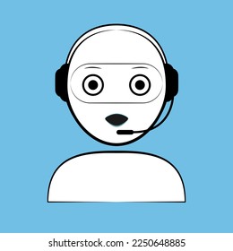 Voice support service chat bot symbol. Robot Online help customer assistant support icon. vector illustration
