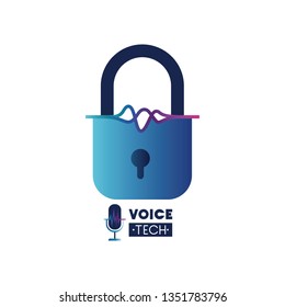 voice tech label with security padlock