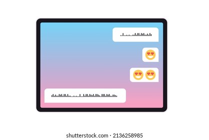 Voice and text messages and people communicating social media app flat vector illustration.
