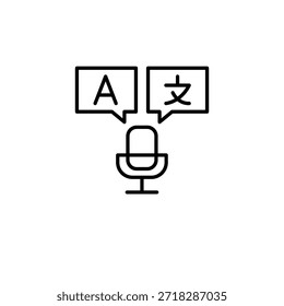 Icono de la burbuja del discurso del micrófono de la traducción de voz