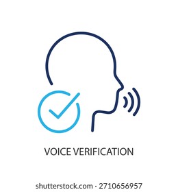 Iconos de línea delgada de verificación de voz. Ilustración vectorial original.