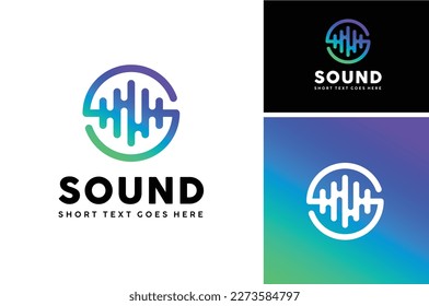 Voice Vibrant Wave Form Digital Sound Wave with Initial Letter S for  Studio Music Record logo design