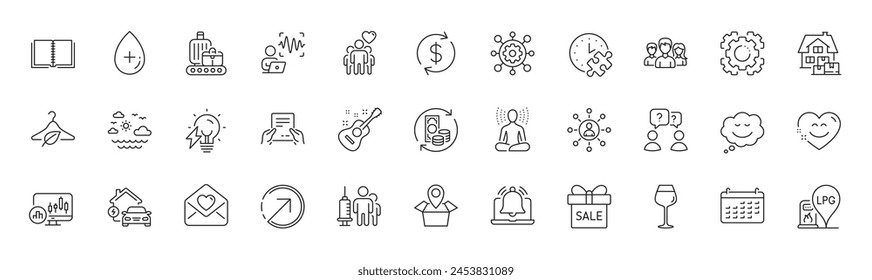 Voice wave, Book and Electricity bulb line icons. Pack of Receive file, Framework, Love letter icon. Candlestick chart, Baggage belt, Package location pictogram. Direction, Home moving. Vector