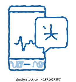 Voice Wave On Phone Screen sketch icon vector. Hand drawn blue doodle line art Smartphone Interpreter Sound Application For Study Language sign. isolated symbol illustration