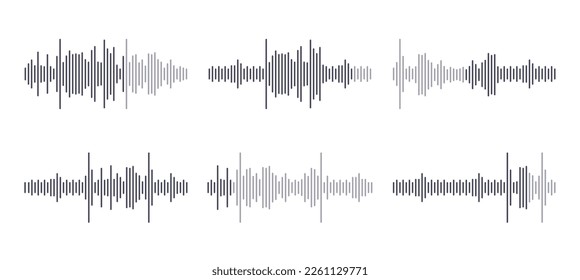 Voice waveform message. Playback audio messages in network chat, play sound messenger concept, digitalized line radio work digital music podcast record vector illustration of voice sound record