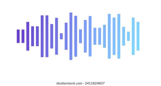 Icono de ondas de voz. Plano, azul, diseño de iconos de ondas de voz, mensaje de voz. Icono de vector