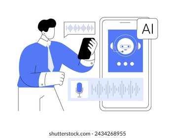 Voice-Activated Customer Support by AI abstract concept vector illustration. Customer Service. Voice recognition, customer support via voice commands. AI Technology. abstract metaphor.