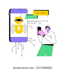 Voice-Activated Customer Support by AI abstract concept vector illustration. Customer Service. Voice recognition, customer support via voice commands. AI Technology. abstract metaphor.