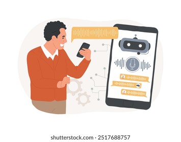 Voice-Activated Customer Support by AI abstract concept vector illustration. Customer Service. Voice recognition, customer support via voice commands. AI Technology. abstract metaphor.