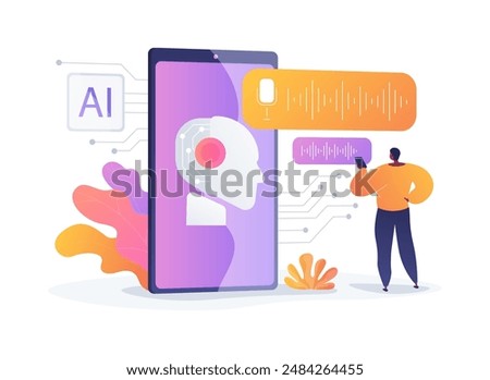 Voice-Activated Customer Support by AI abstract concept vector illustration. Customer Service. Voice recognition, customer support via voice commands. AI Technology. abstract metaphor.