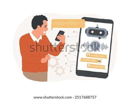 Voice-Activated Customer Support by AI abstract concept vector illustration. Customer Service. Voice recognition, customer support via voice commands. AI Technology. abstract metaphor.