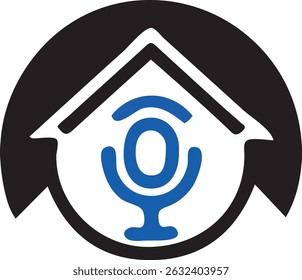 Ícone de microfone doméstico inteligente de controle de voz