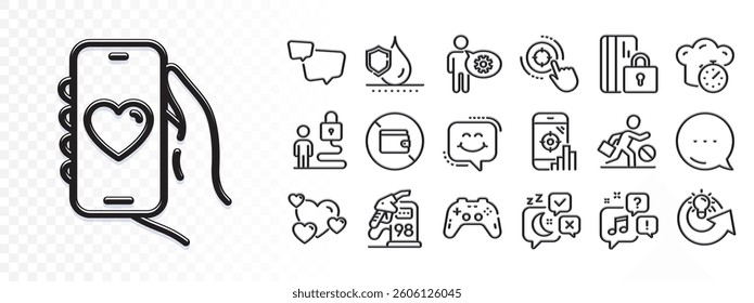 Voicemail, Blocked card and Share idea line icons for web app. Glare of light effect. Message icon. Pack of Speech bubble, Seo phone, Cogwheel pictogram icons. Vector