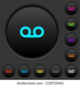 Voicemail dark push buttons with vivid color icons on dark grey background