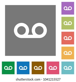 Voicemail flat icons on simple color square backgrounds