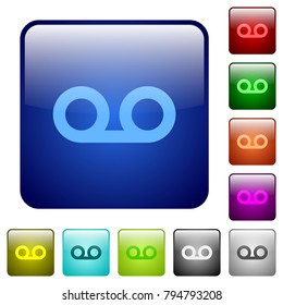 Voicemail icons in rounded square color glossy button set