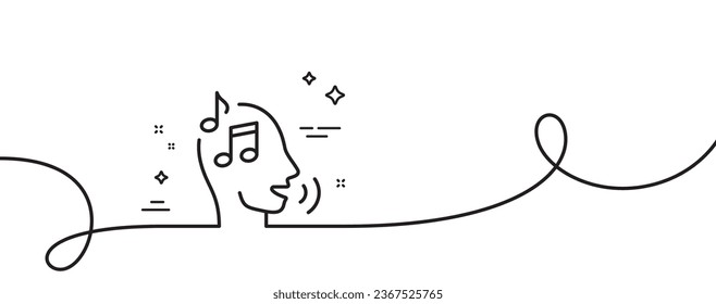Voicemail line icon. Continuous one line with curl. Audio message sign. Singing symbol. Voicemail single outline ribbon. Loop curve pattern. Vector