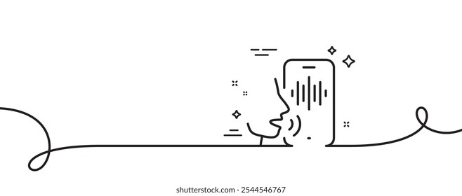 Voicemail line icon. Continuous one line with curl. Record phone voice sign. Cellphone mic symbol. Voicemail single outline ribbon. Loop curve pattern. Vector