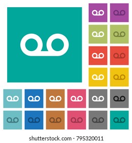 Voicemail multi colored flat icons on plain square backgrounds. Included white and darker icon variations for hover or active effects.