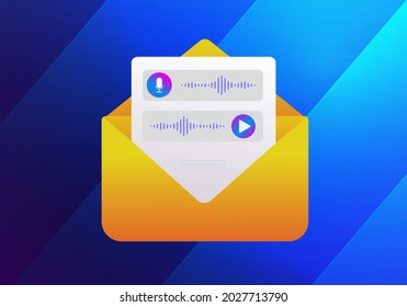 Voicemail vector concept illustration, voice email computer-based system message notification, microphone and digital recording application
