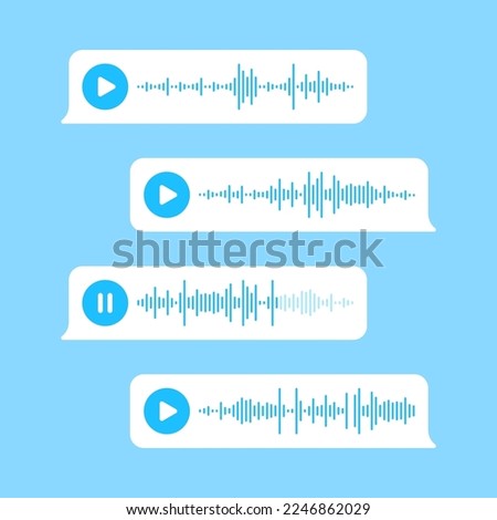 Voicemail. Voice messages chat, record audio message app chat phone sms, call chatter sound wave speech bubbles messaging voicemails files ui interface vector illustration of message voice mails