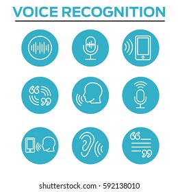 Voiceover or Voice Command Icon with Sound Wave Images Set