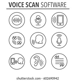 Voiceover or Voice Command Icon with Sound Wave Images Set