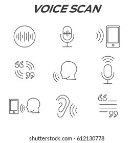 Voiceover Or Voice Command Icon With Sound Wave Images Set