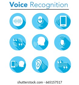 Voiceover or Voice Command Icon with Sound Wave Images Set - solid
