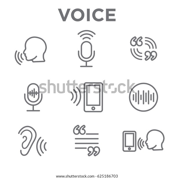 Voiceover or Voice Command Icon with Sound Wave\
Images Set