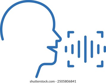 Voiceprint authentication, biometric authentication, editable line vector icon illustration