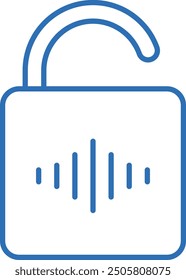 Autenticación de huella de voz, autenticación biométrica, ilustración editable del icono del Vector de línea