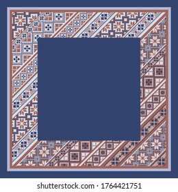 voile square scarf design with ethnic pattern