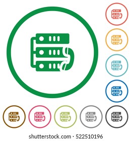 VoIP call flat color icons in round outlines