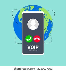 Voip call system voice phone technology. Voice over ip internet video telephony mobile cellphone