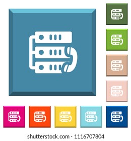VoIP call white icons on edged square buttons in various trendy colors