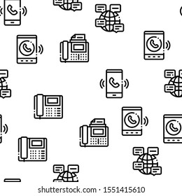 Voip Calling System Seamless Pattern Vector Thin Line. Illustrations