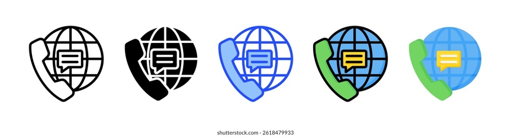Colección De Iconos De Comunicación Voip Con Varios Estilos