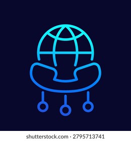 Voip icon, IP telephony linear vector design