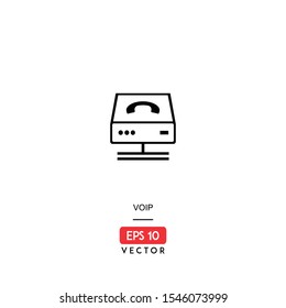 VOIP Icon. Network Hardware Isolated On White Background. With Line Style. Work Station Icon. EPS10 - Vector