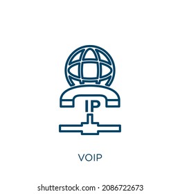 voip icon. Thin linear voip outline icon isolated on white background. Line vector voip sign, symbol for web and mobile