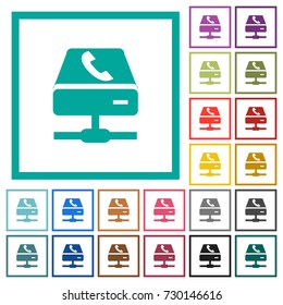 VoIP services flat color icons with quadrant frames on white background