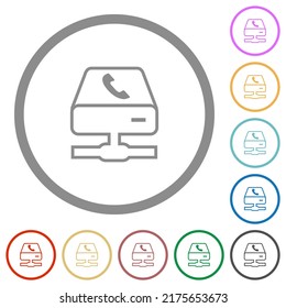 VoIP services outline flat color icons in round outlines on white background
