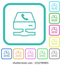 Los servicios VoIP describen iconos planos de colores vivos en bordes curvados sobre fondo blanco