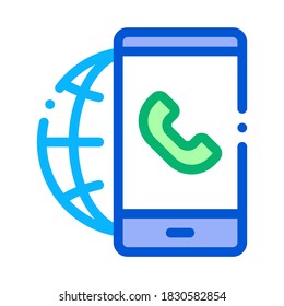 Voip Smartphone Internet Connection Icon Vector. Outline Voip Smartphone Internet Connection Sign. Isolated Contour Symbol Illustration