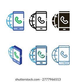 Voip Smartphone Internet Connection range Icon Vector. Outline Voip Smartphone Internet Connection Sign. Isolated Contour Symbol