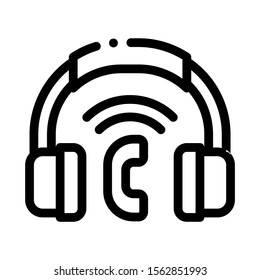 Voip System Headphones Icon Vector. Outline Voip System Headphones Sign. Isolated Contour Symbol Illustration