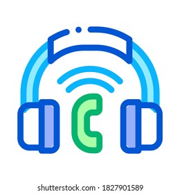 Vector de iconos de auriculares del sistema Voip. Signo de audífonos del sistema Voip de esquema. Ilustración de símbolo de contorno aislado
